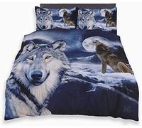 3D Animal Printed Duvet Set with Pillowcases Comforter Reversible Bedding Cover (Wolf, King)