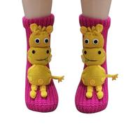 3D Animal Socks Women Teenage Girls Gifts Knit Sloth Hugging Novelty Funny Soft Warm Thermal Slipper Socks Ladies Knitted Home Bed Sock Cute Christmas Presents Hot Pink