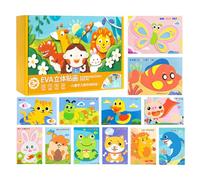 3D Animal Sticker Craft | 12 Pieces Fun 3D Cartoon Game - Kids Animal Foam Puzzles | for Desktop Christmas Art-Project School Home Party Hobby Leisure-Time Family-Activity