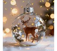 3D Animal Wonders Collection Christmas Balls Ornament | Clear ABS Festive Hangable Pendants Tree Decor Sparkling Star Accents | For Wall Study Office Wreath Mantel Garden Backyard