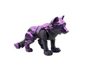 3d Animals 3d Printer Animals Wolf Cub 21cm/11.9in for Surprise Fantasy Gifts Executive Desk Toys-Black Purple