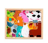 3D Animals Puzzle Toy Set For Boys and Girls Wooden Educational Matching Jigsaw Includes Elephant For E Animals Ocean Forest