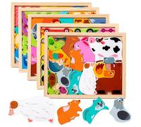 3D Animals Puzzle Toy Set for Boys and Girls Wooden Educational Matching Jigsaw Includes Forest Elephant Ocean Animals for Early Learning Developmental Play,for Hands-On Learning(1Pcs)