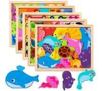 3D Animals Puzzle Toy Set for Boys and Girls Wooden Educational Matching Jigsaw Includes Forest Elephant Ocean Animals for Early Learning Developmental Play,for Hands-On Learning(1Pcs)