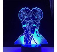 3D Anime Night Light Illusion Rem and Ram from Re Zero Start Life in Another World Night Light for Bedroom Decor Birthday Touch Sensor Led Night Light 7 Colors