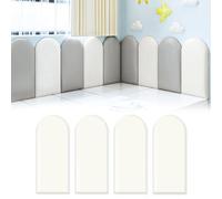 3D Anti Collision Padded Wall Panels Set,Peel and Stick on Wall Cushion Padding,Kid's Sensory Wall Stickers Headboard Panels,Thicken 3MM,Playroom Decor Wall Padded (White, 20 * 40CM)