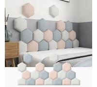 3D Anti-Collision Wall Padding For Kids, Peel And Stick Upholstered Wall Panels, 3cm Thick Self-Adhesive Wall Stickers For Nursery Playroom(Gray+pink+blue,150x57.2cm)