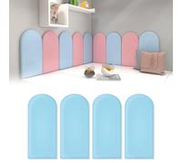 3D Anti- Collision Wall Stickers, 40 * 20cm 4PCs Soft Cushion Padding, Shockproof Peel Soft Bag, Removable Leather Cladded Stick, Self-Adhesive, for Kids Room Bed Headboards TV Walls (Sky Blue)