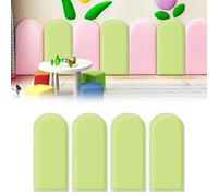 3D Anti- Collision Wall Stickers, 40 * 20cm 4PCs Soft Cushion Padding, Shockproof Peel Soft Bag, Removable Leather Cladded Stick, Self-Adhesive, for Kids Room Bed Headboards TV Walls (Grass Green)