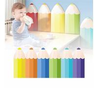 3D Anti-Collision Wall Stickers, Waterproof Pencil Shape Cushion Panels, 6pcs Protective Decals for Playroom and Nursery Decor