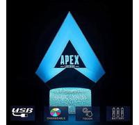 3D Apex Legends Themed LED Night Light, Colorful Game Lamp with Touch and Remote Control Function, USB Powered Acrylic Projection Panel, Ideal for Bed