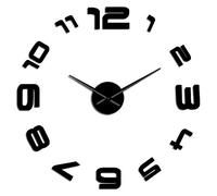 3D Arabic Numerals Big Wall Clock Modern Design Large Frameless Wall Watch Decorative Clock Mirror Effect Living Room Wall Decor(Black,47inch)