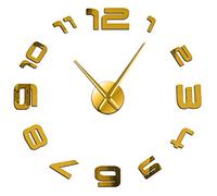 3D Arabic Numerals Big Wall Clock Modern Design Large Frameless Wall Watch Decorative Clock Mirror Effect Living Room Wall Decor(Gold,47inch)