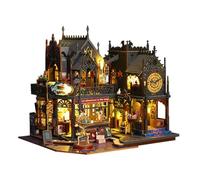 3D Architecture Model Kit Gothic Magic City with Dust Cover | Finished dimensions 24 x 21.5 x 19 cm, assembly time 1 day, integrated ambient lighting, wood, for desk or shelf