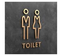 3D Arrow Toilet Sign Plate Elegant Wash Room Door Wall Label Sticker WC Bathroom Signage Board Art Home Bathroom Decor(22,25x16cm)