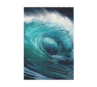 3D Art Brick Block Puzzle DIY Creative Building Blocks Fun Desk Decor Jigsaw Beautiful Ocean Waves Print 37 Pcs