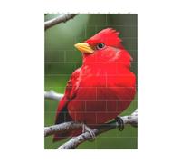 3D Art Brick Block Puzzle DIY Creative Building Blocks Fun Desk Decor Jigsaw Beautiful red Birds Print 37 Pcs