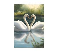 3D Art Brick Block Puzzle DIY Creative Building Blocks Fun Desk Decor Jigsaw Beautiful White Swans on The Lake Print 37 Pcs