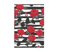 3D Art Brick Block Puzzle DIY Creative Building Blocks Fun Desk Decor Jigsaw Black White Stripes Red Rose Flowers Print 37 Pcs