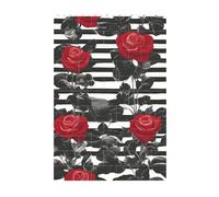 3D Art Brick Block Puzzle DIY Creative Building Blocks Fun Desk Decor Jigsaw Black White Stripes Red Rose Flowers Print 37 Pcs