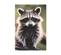 3D Art Brick Block Puzzle DIY Creative Building Blocks Fun Desk Decor Jigsaw Cute Raccoon Print 37 Pcs
