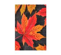 3D Art Brick Block Puzzle DIY Creative Building Blocks Fun Desk Decor Jigsaw Fall Red Leaves Print 37 Pcs