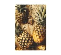 3D Art Brick Block Puzzle DIY Creative Building Blocks Fun Desk Decor Jigsaw Gold Glitter Pineapples Print 37 Pcs