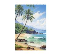3D Art Brick Block Puzzle DIY Creative Building Blocks Fun Desk Decor Jigsaw Hawaiian Beach Palm Trees Print 37 Pcs