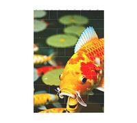 3D Art Brick Block Puzzle DIY Creative Building Blocks Fun Desk Decor Jigsaw Japanese Pretty Koi Fish Print 37 Pcs