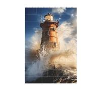 3D Art Brick Block Puzzle DIY Creative Building Blocks Fun Desk Decor Jigsaw Lighthouse Ocean Sea Print 37 Pcs