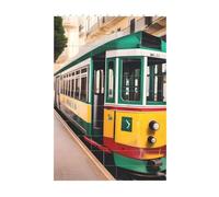 3D Art Brick Block Puzzle DIY Creative Building Blocks Fun Desk Decor Jigsaw Lisbon Tram Pattern Print 37 Pcs