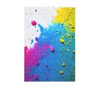 3D Art Brick Block Puzzle DIY Creative Building Blocks Fun Desk Decor Jigsaw Paint Splatter Backdrop Print 37 Pcs