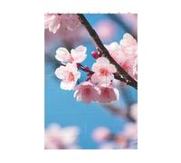 3D Art Brick Block Puzzle DIY Creative Building Blocks Fun Desk Decor Jigsaw Pink Cherry Blossoms Print 37 Pcs