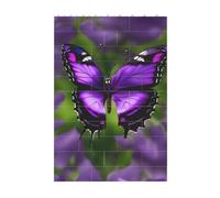 3D Art Brick Block Puzzle DIY Creative Building Blocks Fun Desk Decor Jigsaw Purple Butterfly Print 37 Pcs
