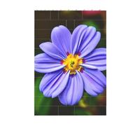 3D Art Brick Block Puzzle DIY Creative Building Blocks Fun Desk Decor Jigsaw Purple Flower Print 37 Pcs
