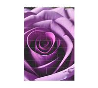 3D Art Brick Block Puzzle DIY Creative Building Blocks Fun Desk Decor Jigsaw Purple Rose Print 37 Pcs