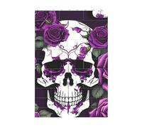 3D Art Brick Block Puzzle DIY Creative Building Blocks Fun Desk Decor Jigsaw Purple Rose Skeleton Print 37 Pcs