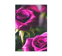 3D Art Brick Block Puzzle DIY Creative Building Blocks Fun Desk Decor Jigsaw Purple Roses Print 37 Pcs