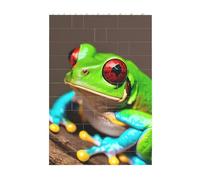 3D Art Brick Block Puzzle DIY Creative Building Blocks Fun Desk Decor Jigsaw Red Eyes Tree Frogs Print 37 Pcs