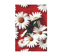 3D Art Brick Block Puzzle DIY Creative Building Blocks Fun Desk Decor Jigsaw Red Flower and White Daisy Print 37 Pcs