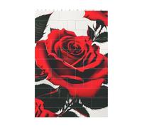 3D Art Brick Block Puzzle DIY Creative Building Blocks Fun Desk Decor Jigsaw Red Rose Print 37 Pcs