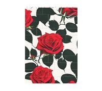 3D Art Brick Block Puzzle DIY Creative Building Blocks Fun Desk Decor Jigsaw Rustic Red Rose Print 37 Pcs