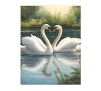 3D Art Brick Puzzle 141Pcs Bricks Block Puzzle Creative DIY Building Blocks Beautiful White Swans on The Lake Printed