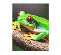 3D Art Brick Puzzle 141Pcs Bricks Block Puzzle Creative DIY Building Blocks Cute Red Eyes Tree Frogs Printed