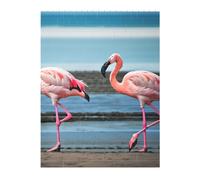 3D Art Brick Puzzle 141Pcs Bricks Block Puzzle Creative DIY Building Blocks Flamingos on The Beach Printed