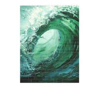 3D Art Brick Puzzle 141Pcs Bricks Block Puzzle Creative DIY Building Blocks Ocean Green Wave Surf Printed