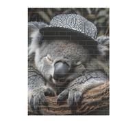 3D Art Brick Puzzle 141Pcs Bricks Block Puzzle Creative DIY Building Blocks Sleeping Koala Cap Printed