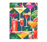 3D Art Brick Puzzle 141Pcs Bricks Block Puzzle Creative DIY Building Blocks Tropical Cocktail Printed