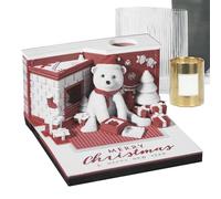 3D Art Calendar 2025,3D Desk Calendar 2025 | Tear Off Calendar Notepad Calendar Paper Carving Art with LED Lights Timepiece Calendar Christmas Bear Home Decoration