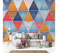 3D Art Colourful Line Geometric Patterns 3D Wallpaper Premium Textured Silk Study Dining Living Room Bedroom Sofa TV Wall Easy Install-400cm×280cm